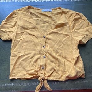 Women’s Linen Blend Crop Top - Potter’s Pot - Size S